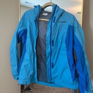 Blue Columbia rain jacket